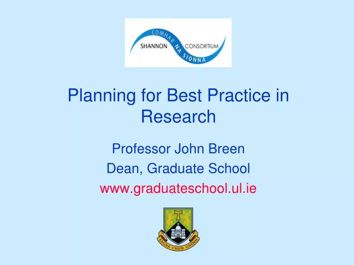 planning for best practice in research