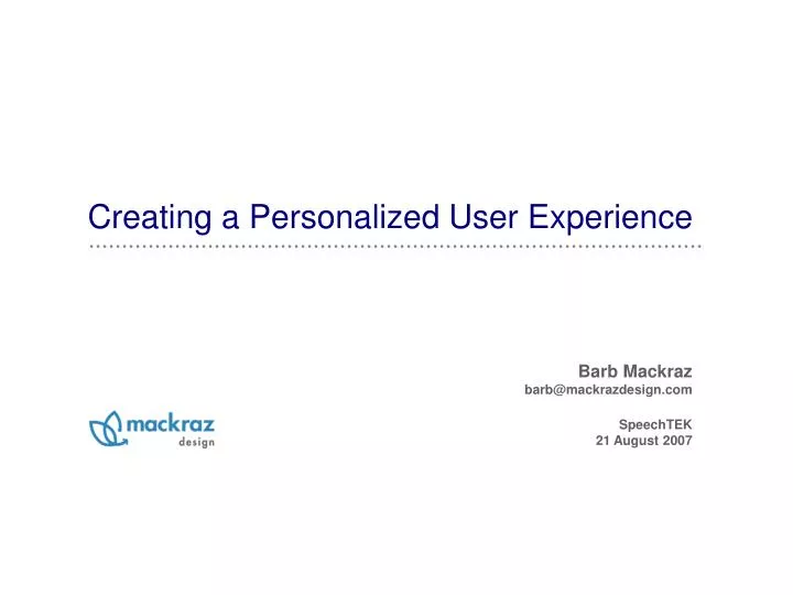 creating a personalized user experience