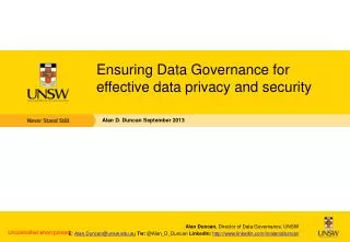 Ensuring Data Governance for effective data privacy and security