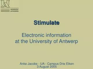 Stimulate Electronic information at the University of Antwerp