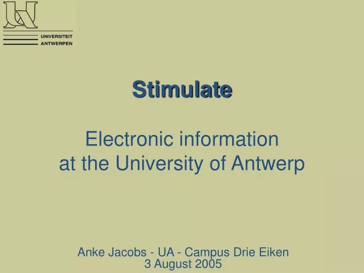 stimulate electronic information at the university of antwerp