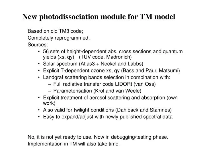 new photodissociation module for tm model