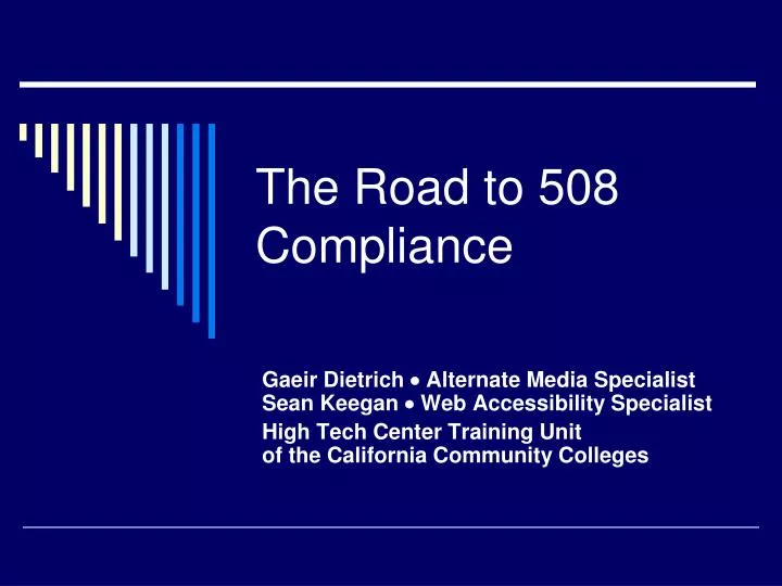 the road to 508 compliance