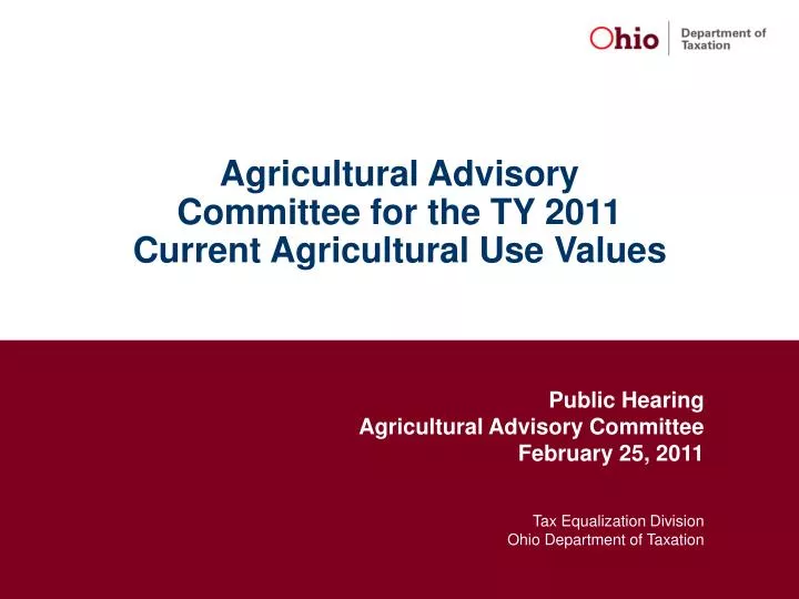 agricultural advisory committee for the ty 2011 current agricultural use values