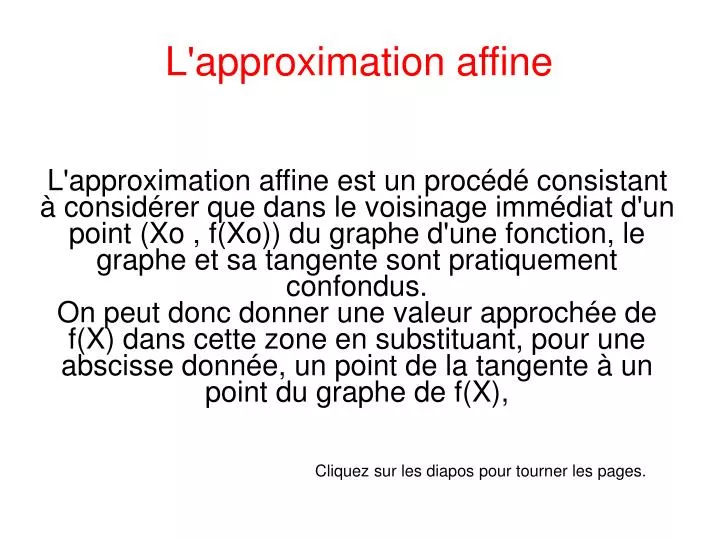 l approximation affine