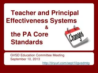Teacher and Principal Effectiveness Systems &amp; the PA Core Standards