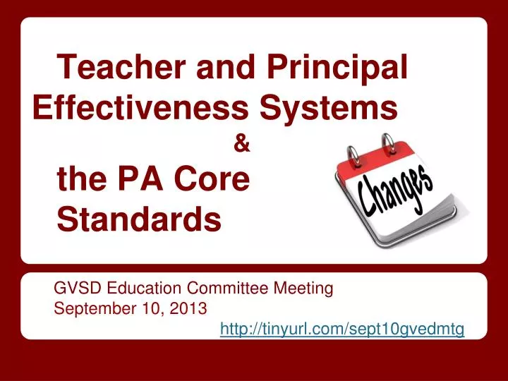 teacher and principal effectiveness systems the pa core standards