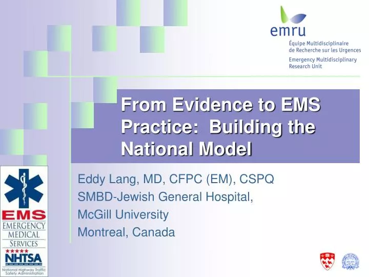 from evidence to ems practice building the national model