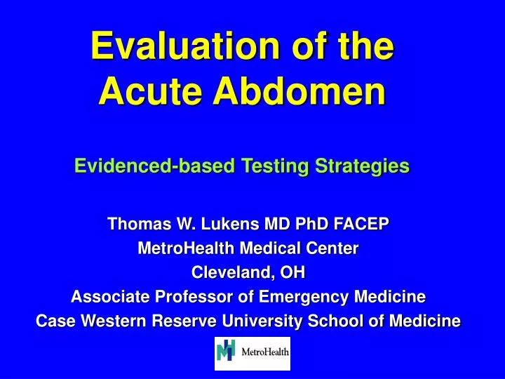 evaluation of the acute abdomen evidenced based testing strategies