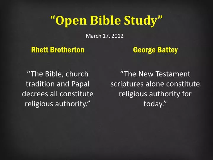 open bible study