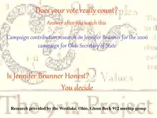 Is Jennifer Brunner Honest?