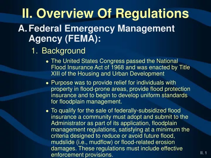 ii overview of regulations