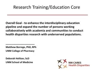 Research Training/Education Core