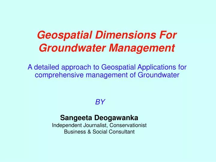 geospatial dimensions for groundwater management