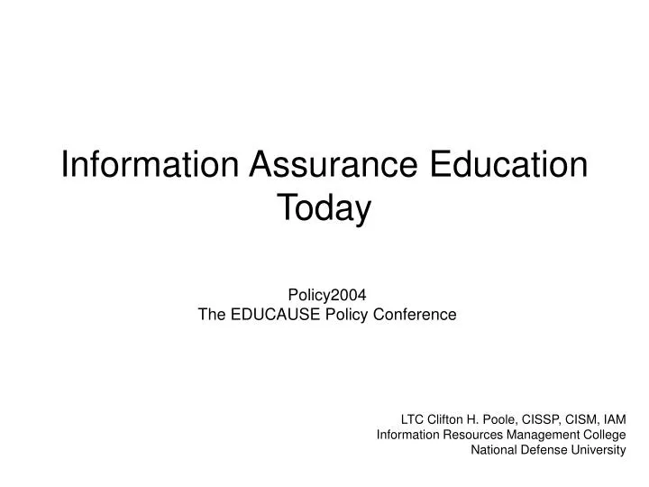 information assurance education today