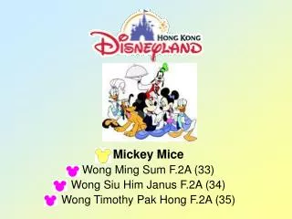 Mickey Mice Wong Ming Sum F.2A (33) Wong Siu Him Janus F.2A (34) Wong Timothy Pak Hong F.2A (35)