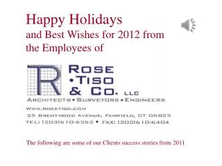 Happy Holidays and Best Wishes for 2012 from the Employees of