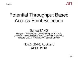 Potential Throughput Based Access Point Selection