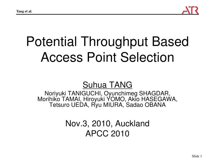 potential throughput based access point selection