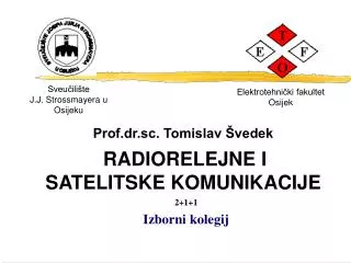 prof dr sc tomislav vedek radiorelejne i satelitske komunikacije