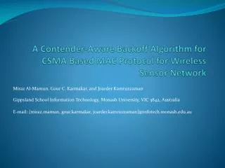 A Contender-Aware Backoff Algorithm for CSMA Based MAC Protocol for Wireless Sensor Network