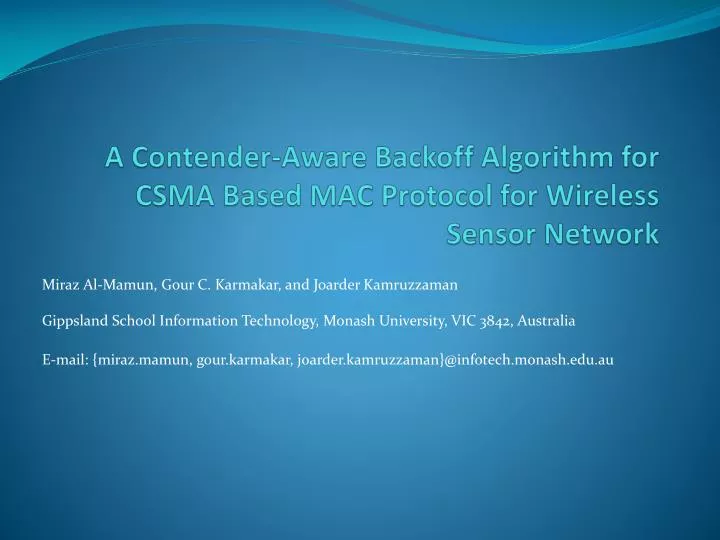 a contender aware backoff algorithm for csma based mac protocol for wireless sensor network