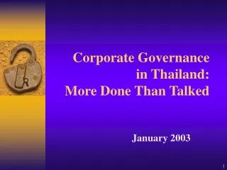 Corporate Governance in Thailand: More Done Than Talked