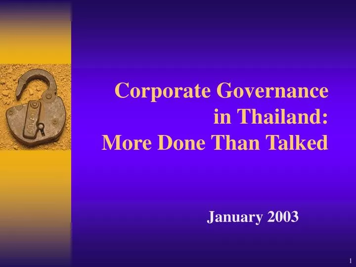 corporate governance in thailand more done than talked