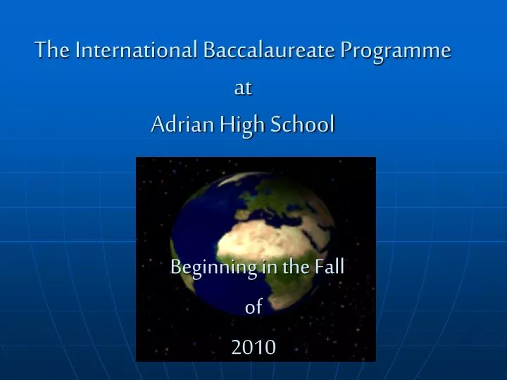 the international baccalaureate programme at adrian high school