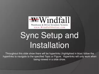 Sync Setup and Installation