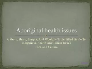 Aboriginal health issues