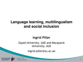 Language learning, multilingualism and social inclusion