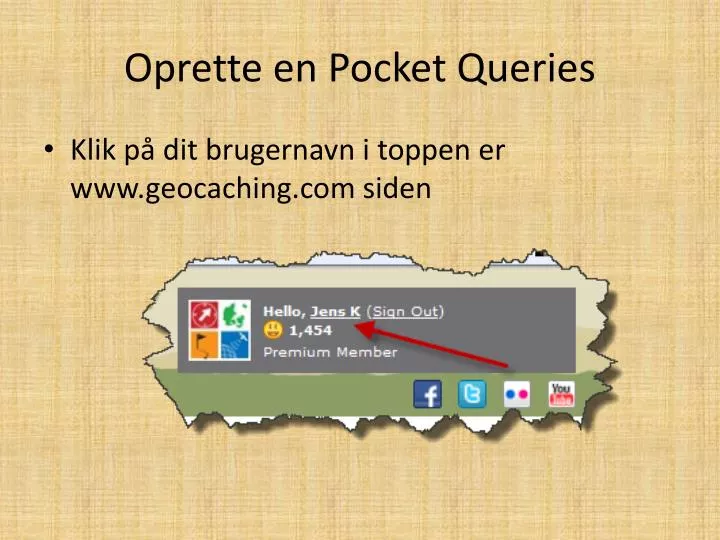 oprette en pocket queries