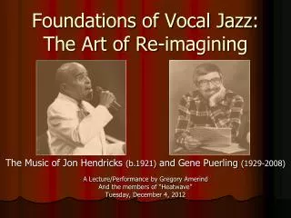 Foundations of Vocal Jazz: The Art of Re-imagining