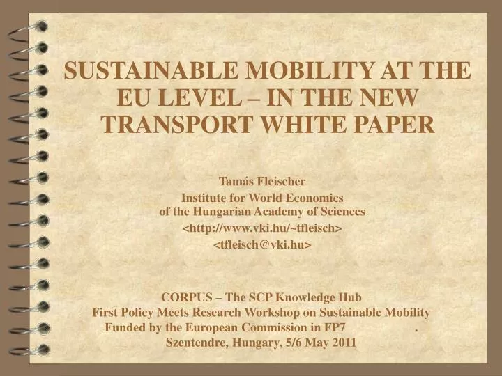 sustainable mobility at the eu level in the new transport white paper