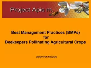Best Management Practices (BMPs) for Beekeepers Pollinating Agricultural Crops