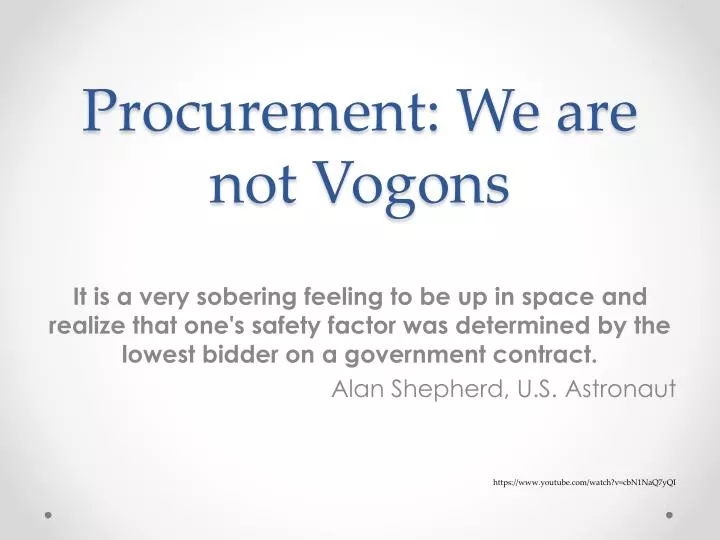 procurement we are not vogons