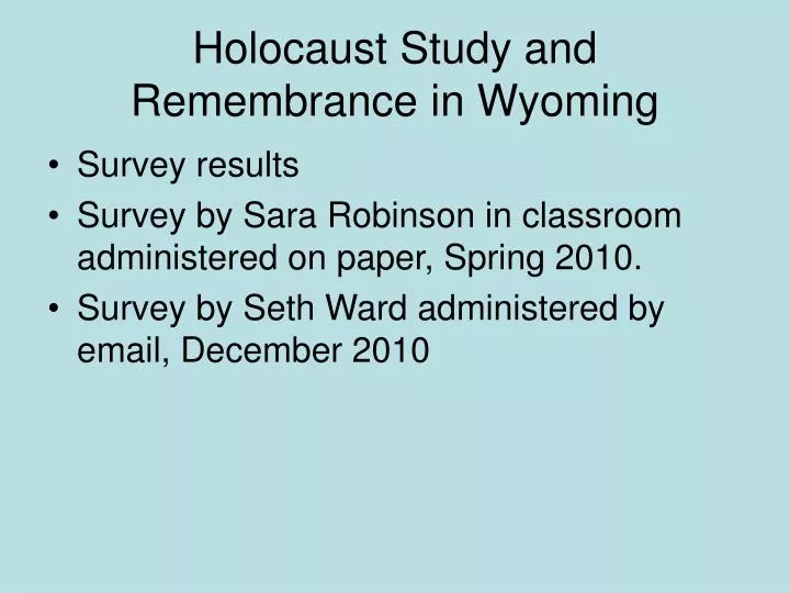 holocaust study and remembrance in wyoming