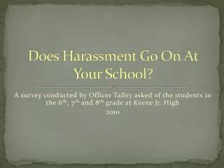 Does Harassment Go On At Your School?