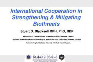 Stuart D. Blacksell MPH, PhD, RBP