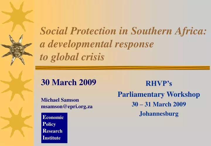social protection in southern africa a developmental response to global crisis