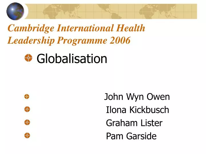 cambridge international health leadership programme 2006