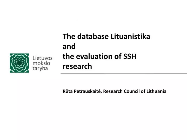 the database lituanistika and the evaluation of ssh research