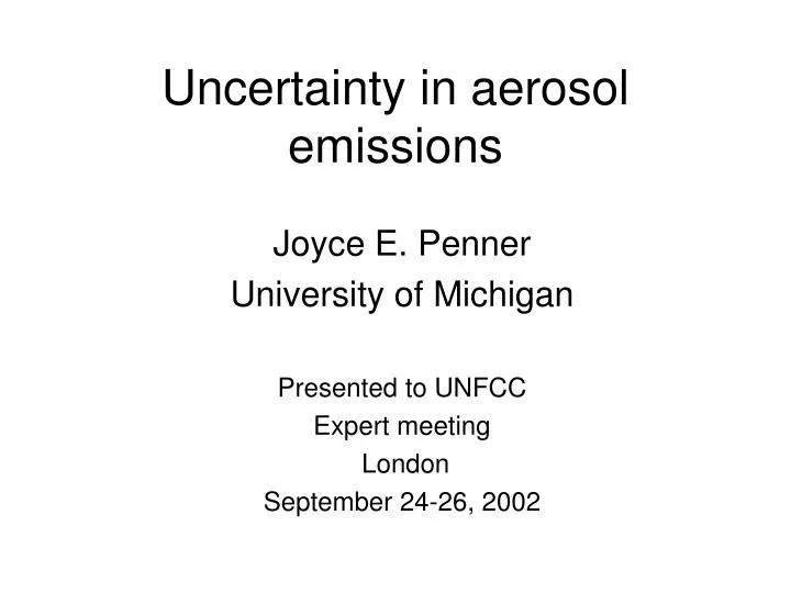 uncertainty in aerosol emissions