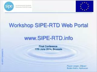 Workshop SIPE-RTD Web Portal SIPE-RTD