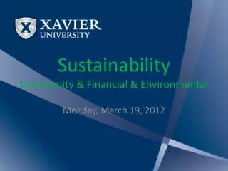 Sustainability Community &amp; Financial &amp; Environmental