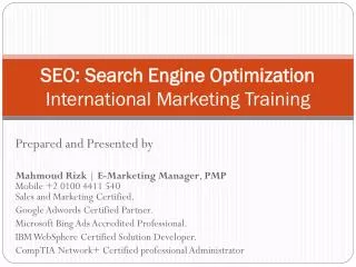 SEO: Search Engine Optimization International Marketing Training