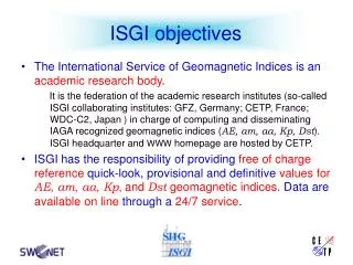ISGI objectives