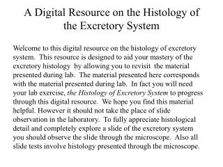 A Digital Resource on the Histology of the Excretory System