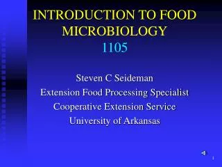 INTRODUCTION TO FOOD MICROBIOLOGY 1105